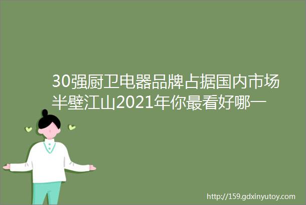 30强厨卫电器品牌占据国内市场半壁江山2021年你最看好哪一个